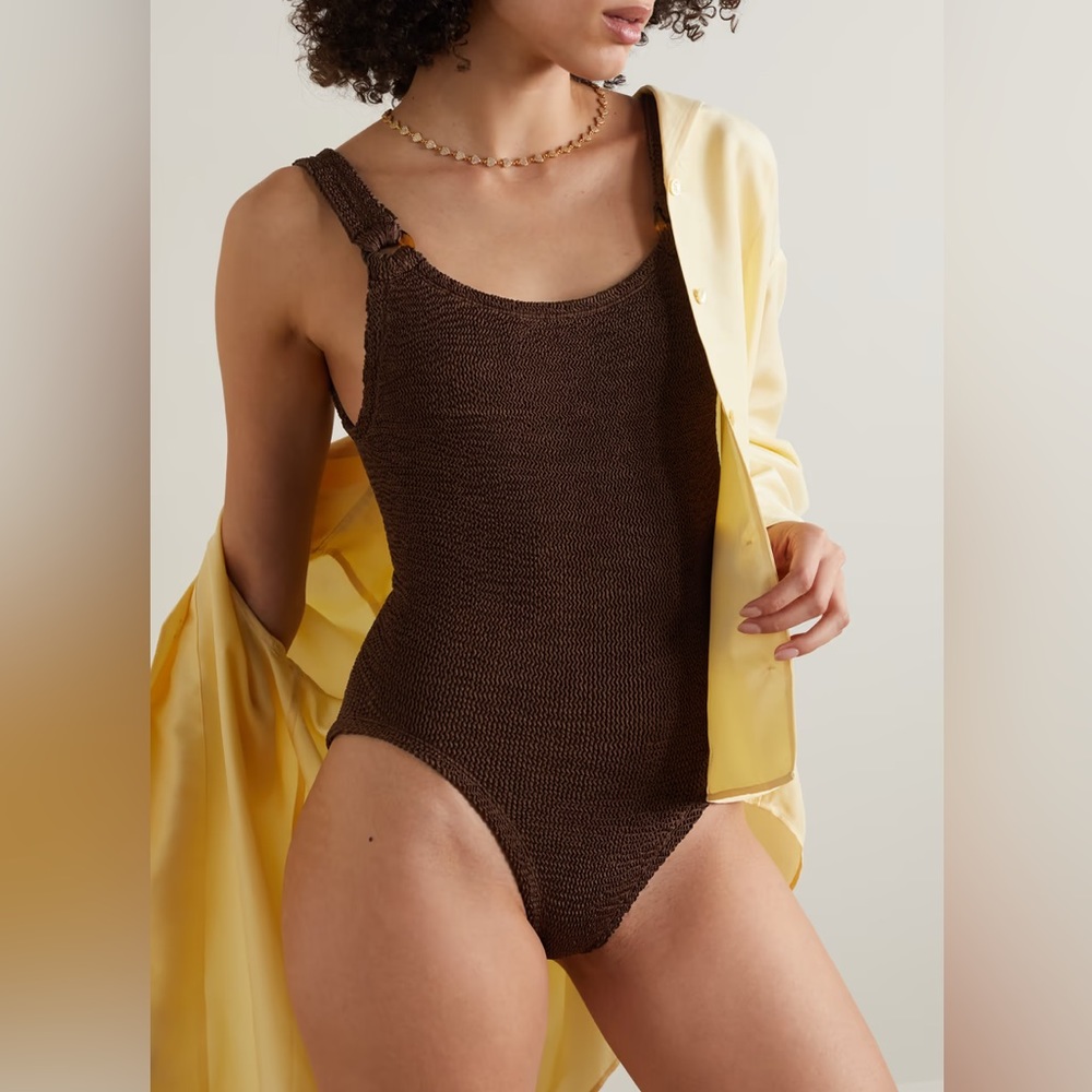 NWT Hunza G Domino brown one piece bathing suit